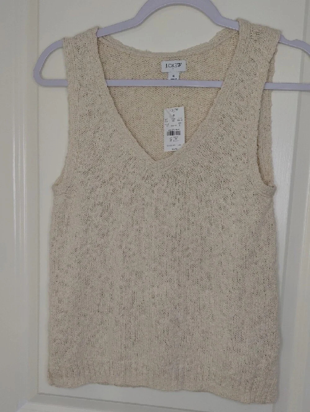 J. Crew Cream Knit V-Neck Sleeveless Top Sz S - Picture 2 of 8
